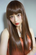 画像7: Ssizeシリーズ☆幅広つむじ☆ぱっつん前髪ブラントカットストレートロング【マロンブラウン】　　 (7)