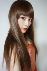 画像8: Ssizeシリーズ☆幅広つむじ☆ぱっつん前髪ブラントカットストレートロング【マロンブラウン】　　 (8)