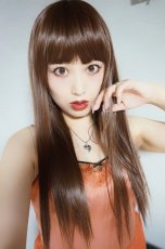画像6: Ssizeシリーズ☆幅広つむじ☆ぱっつん前髪ブラントカットストレートロング【マロンブラウン】　　 (6)
