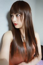 画像5: Ssizeシリーズ☆幅広つむじ☆ぱっつん前髪ブラントカットストレートロング【マロンブラウン】　　 (5)