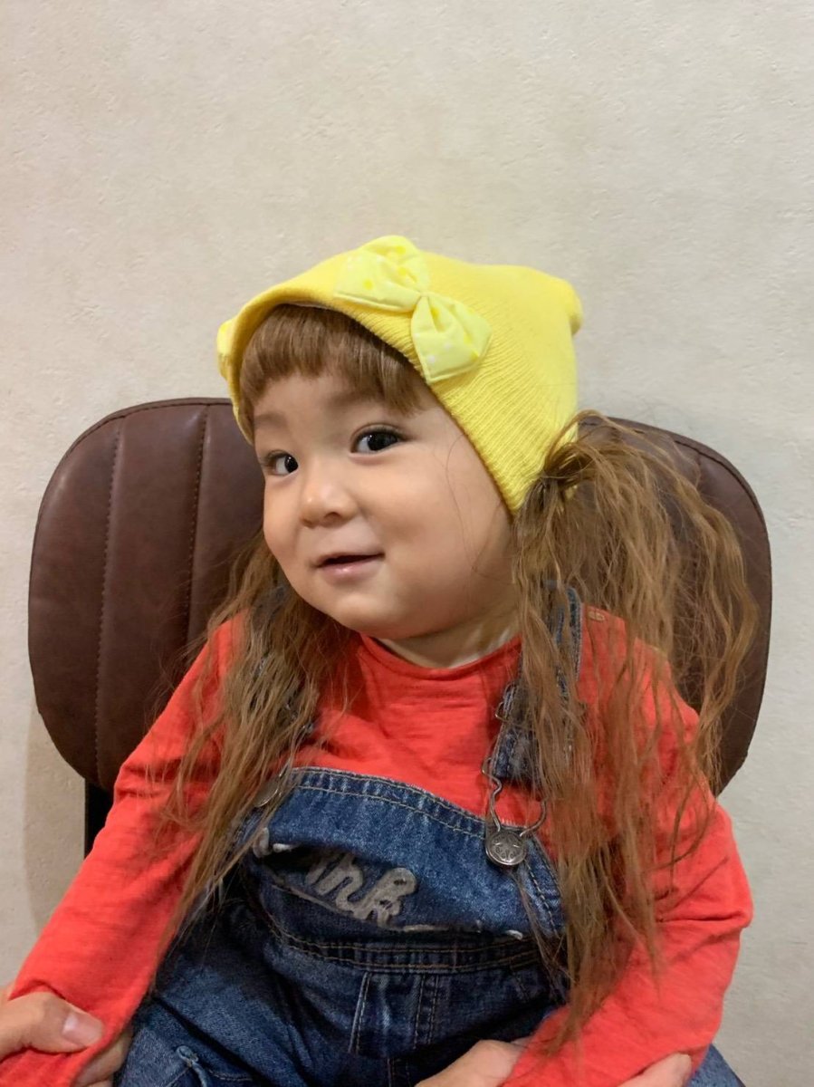 画像7: BABY☆ウィッグ付きニット帽子【前髪取り外し可能】】（キッズウィッグ/ベビーウィッグ/ウィッグ付き帽子/キャップ/ニット帽/耐熱/りぼん/前髪付き） (7)