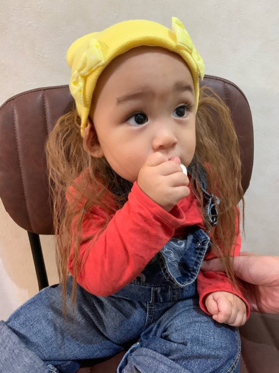 画像10: BABY☆ウィッグ付きニット帽子【前髪取り外し可能】】（キッズウィッグ/ベビーウィッグ/ウィッグ付き帽子/キャップ/ニット帽/耐熱/りぼん/前髪付き） (10)