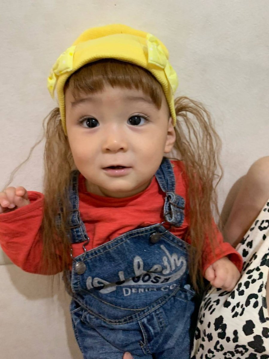 画像11: BABY☆ウィッグ付きニット帽子【前髪取り外し可能】】（キッズウィッグ/ベビーウィッグ/ウィッグ付き帽子/キャップ/ニット帽/耐熱/りぼん/前髪付き） (11)