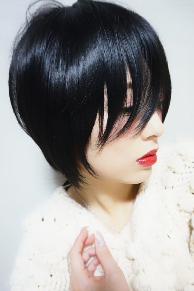 画像12: 《Sサイズ展開有》大人可愛い✩美フォルムレイヤーショートボブ【ブラック】　 (12)