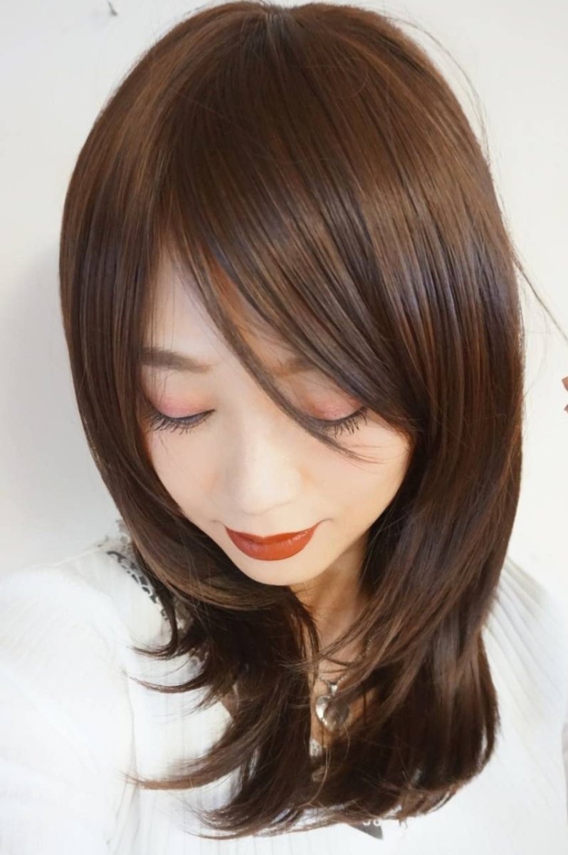 画像11: 幅広つむじ☆斜め分けフェミニンマッシュレイヤーミディ【ロイヤルブラウン】　 (11)