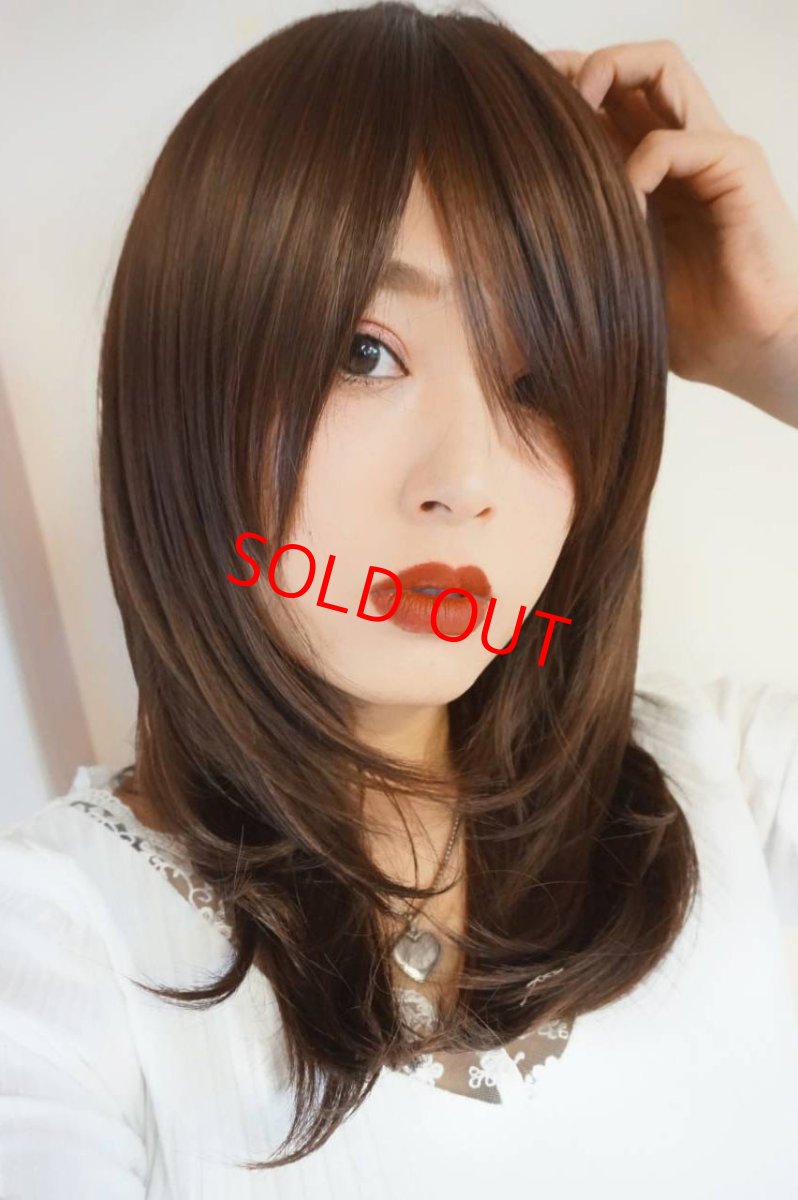 画像14: 幅広つむじ☆斜め分けフェミニンマッシュレイヤーミディ【ロイヤルブラウン】　 (14)