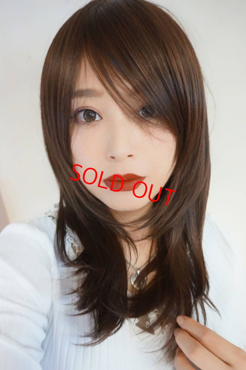 画像15: 幅広つむじ☆斜め分けフェミニンマッシュレイヤーミディ【ロイヤルブラウン】　 (15)