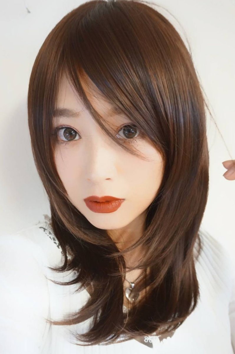 画像19: 幅広つむじ☆斜め分けフェミニンマッシュレイヤーミディ【ロイヤルブラウン】　 (19)