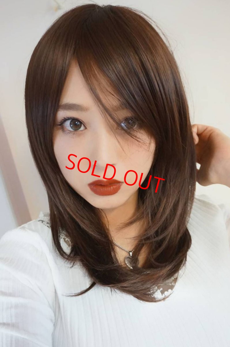 画像20: 幅広つむじ☆斜め分けフェミニンマッシュレイヤーミディ【ロイヤルブラウン】　 (20)