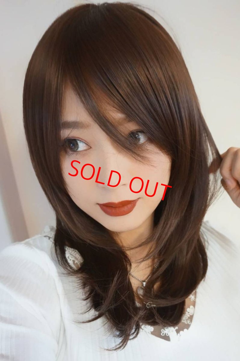 画像21: 幅広つむじ☆斜め分けフェミニンマッシュレイヤーミディ【ロイヤルブラウン】　 (21)