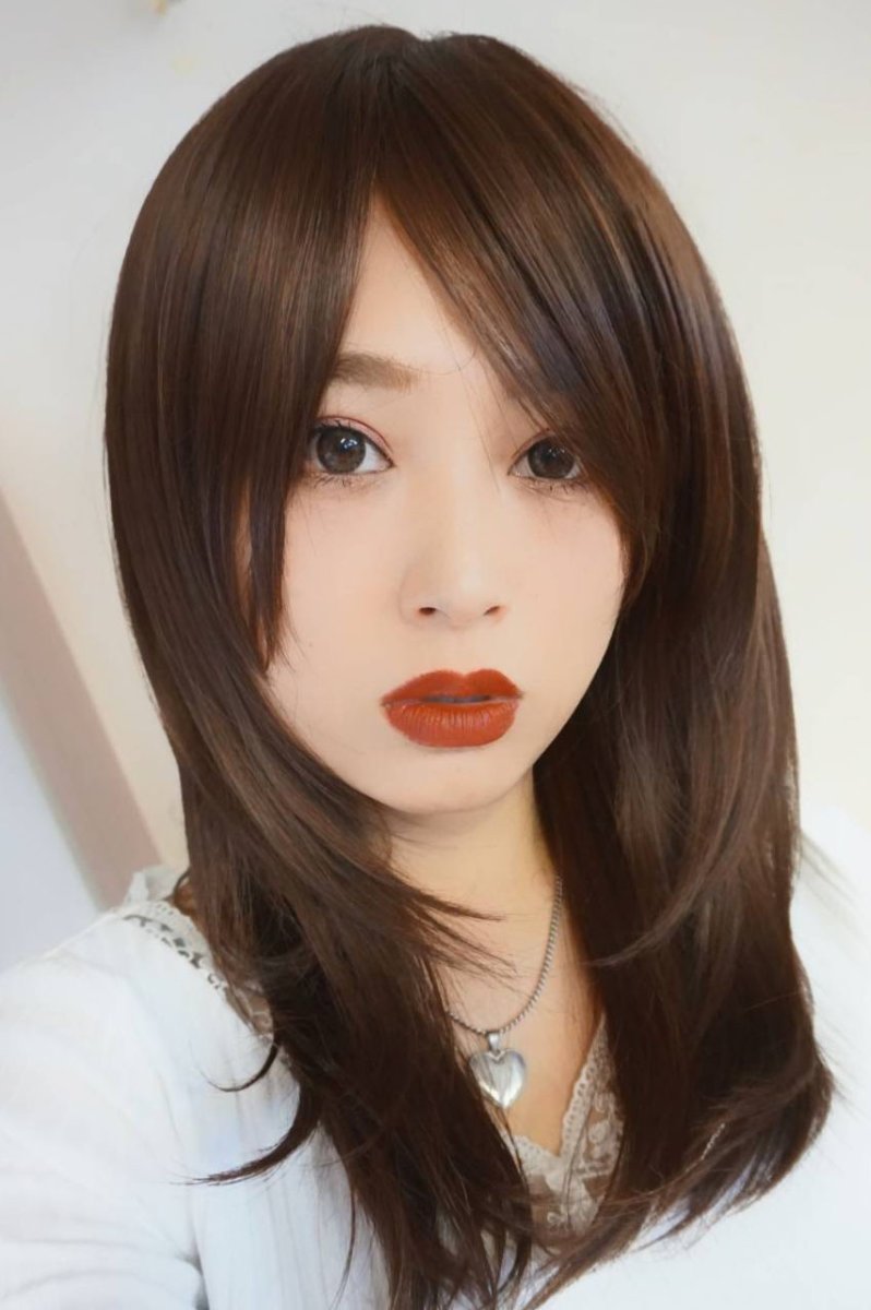 画像12: 幅広つむじ☆斜め分けフェミニンマッシュレイヤーミディ【ロイヤルブラウン】　 (12)