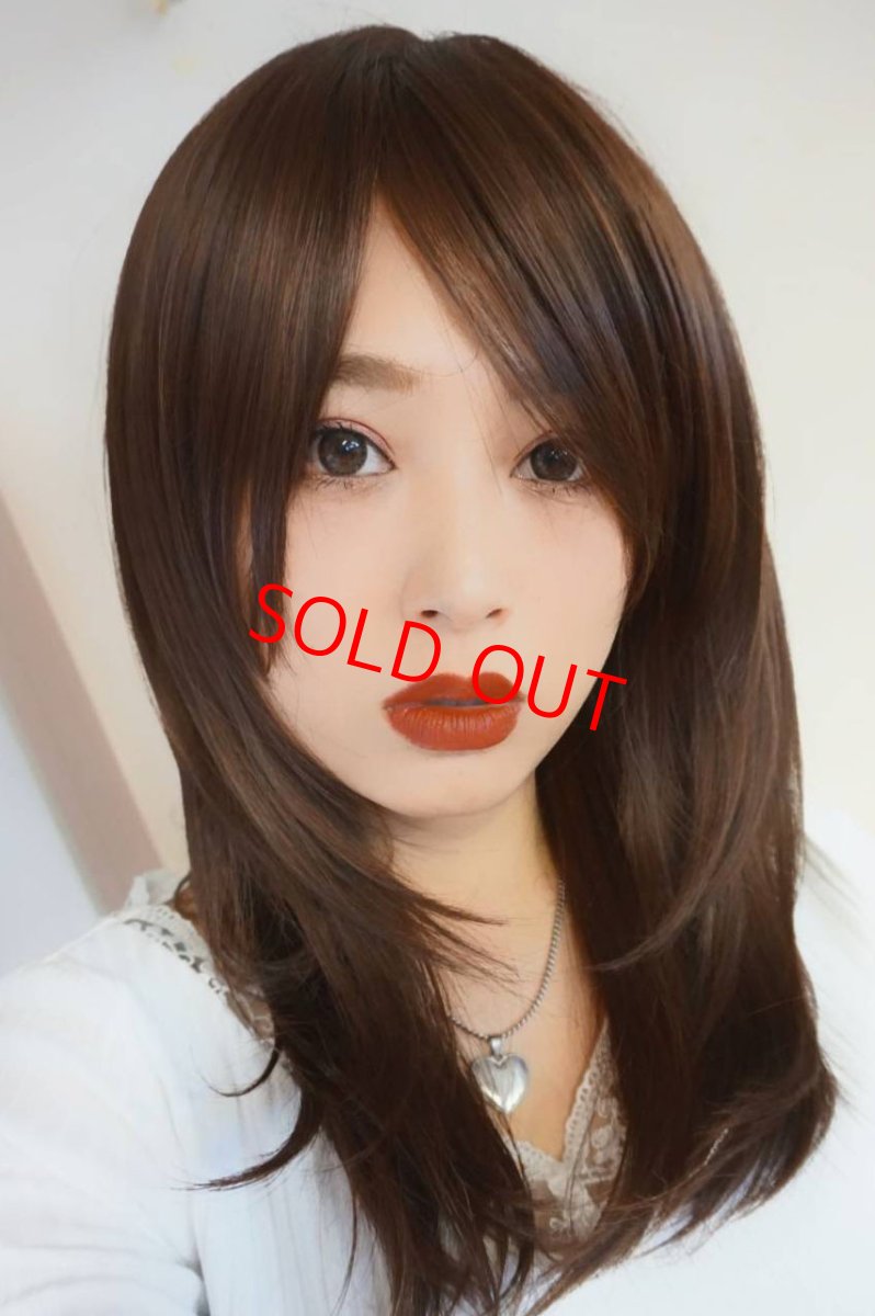 画像12: 幅広つむじ☆斜め分けフェミニンマッシュレイヤーミディ【ロイヤルブラウン】　 (12)