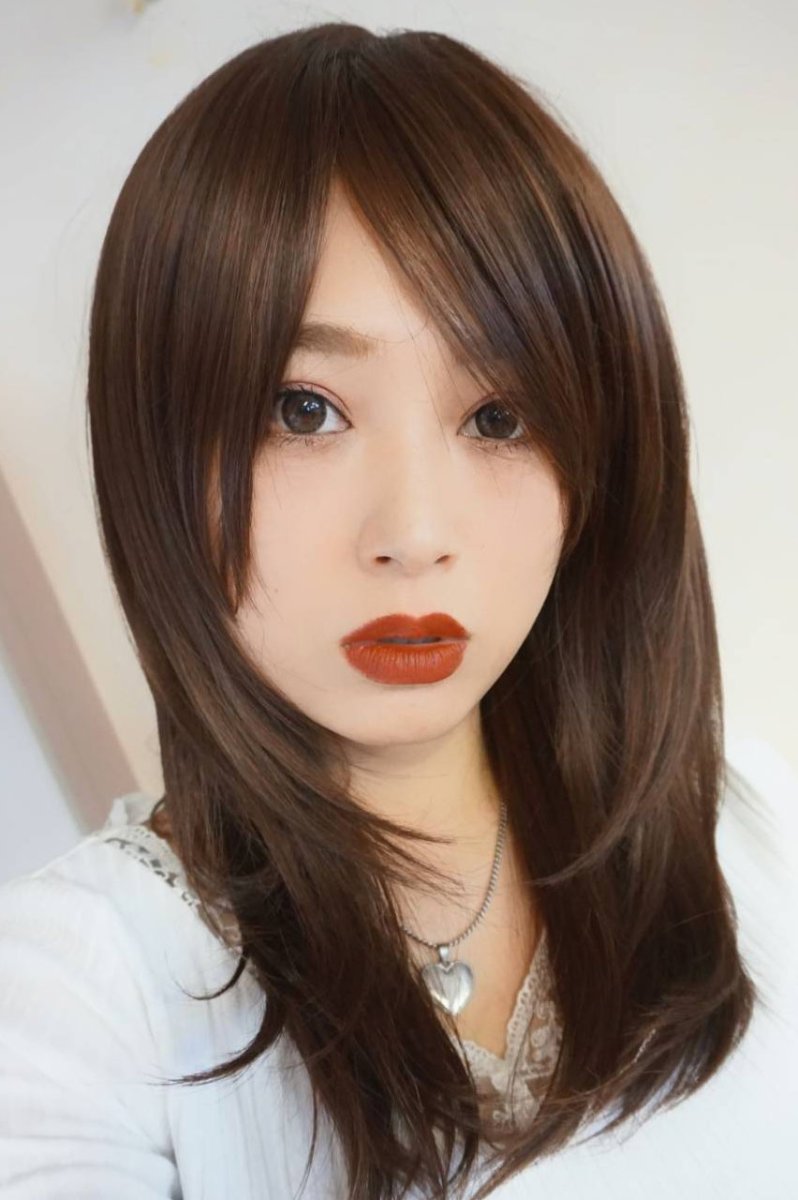 画像18: 幅広つむじ☆斜め分けフェミニンマッシュレイヤーミディ【ロイヤルブラウン】　 (18)