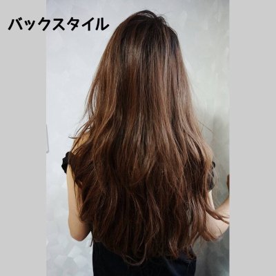 画像1: 【SALE】ふかし加工☆ヌーディカジュアルウェーブロング【根元黒染め×プラチナゴールド】
