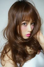 画像9: ふかし加工☆オルチャン風シースルーバングフェミニンカールロング【根元黒染め×マロンブラウン】 (9)