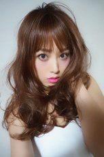 画像14: ふかし加工☆オルチャン風シースルーバングフェミニンカールロング【根元黒染め×マロンブラウン】 (14)