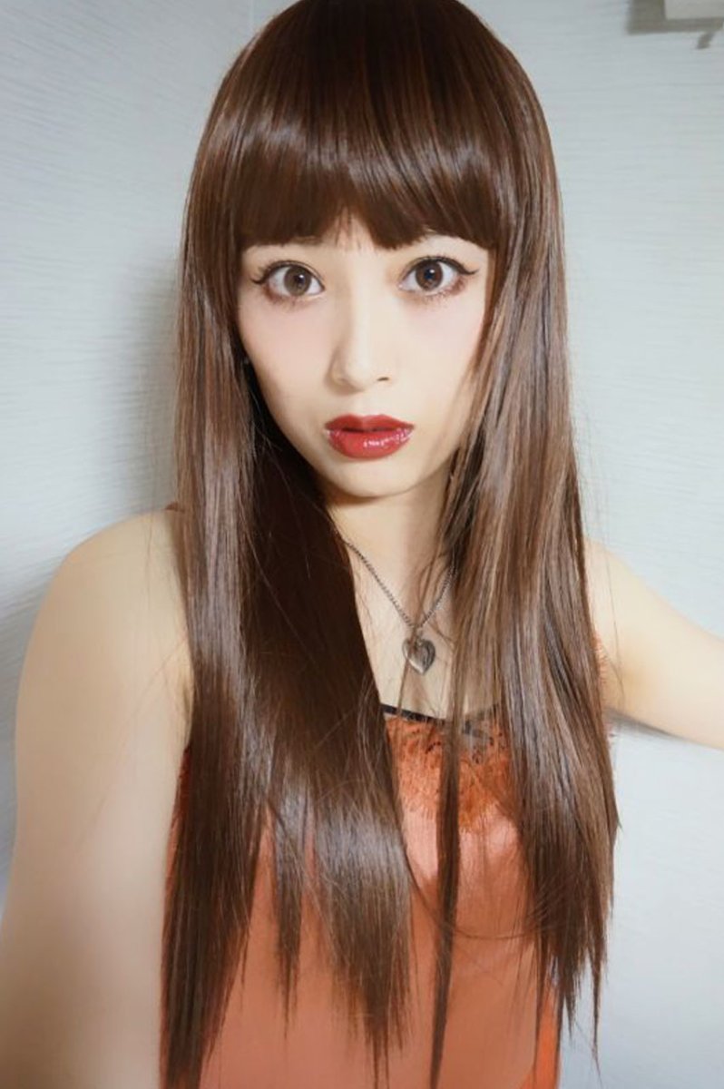 画像13: 【SALE】 幅広つむじ☆ぱっつん前髪ブラントカットストレートロング【マロンブラウン】　　 (13)