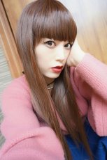 画像18: 【SALE】 幅広つむじ☆ぱっつん前髪ブラントカットストレートロング【マロンブラウン】　　 (18)
