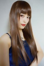 画像20: 【SALE】 幅広つむじ☆ぱっつん前髪ブラントカットストレートロング【マロンブラウン】　　 (20)