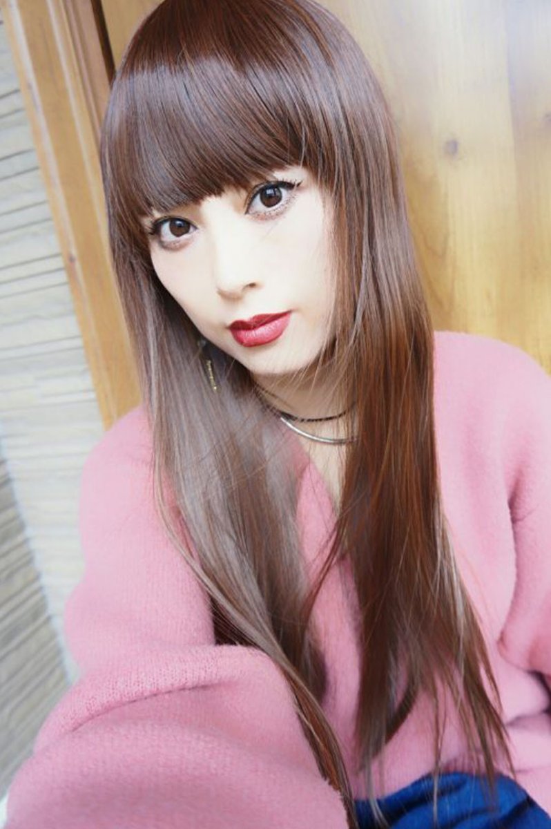 画像17: 【SALE】 幅広つむじ☆ぱっつん前髪ブラントカットストレートロング【マロンブラウン】　　 (17)