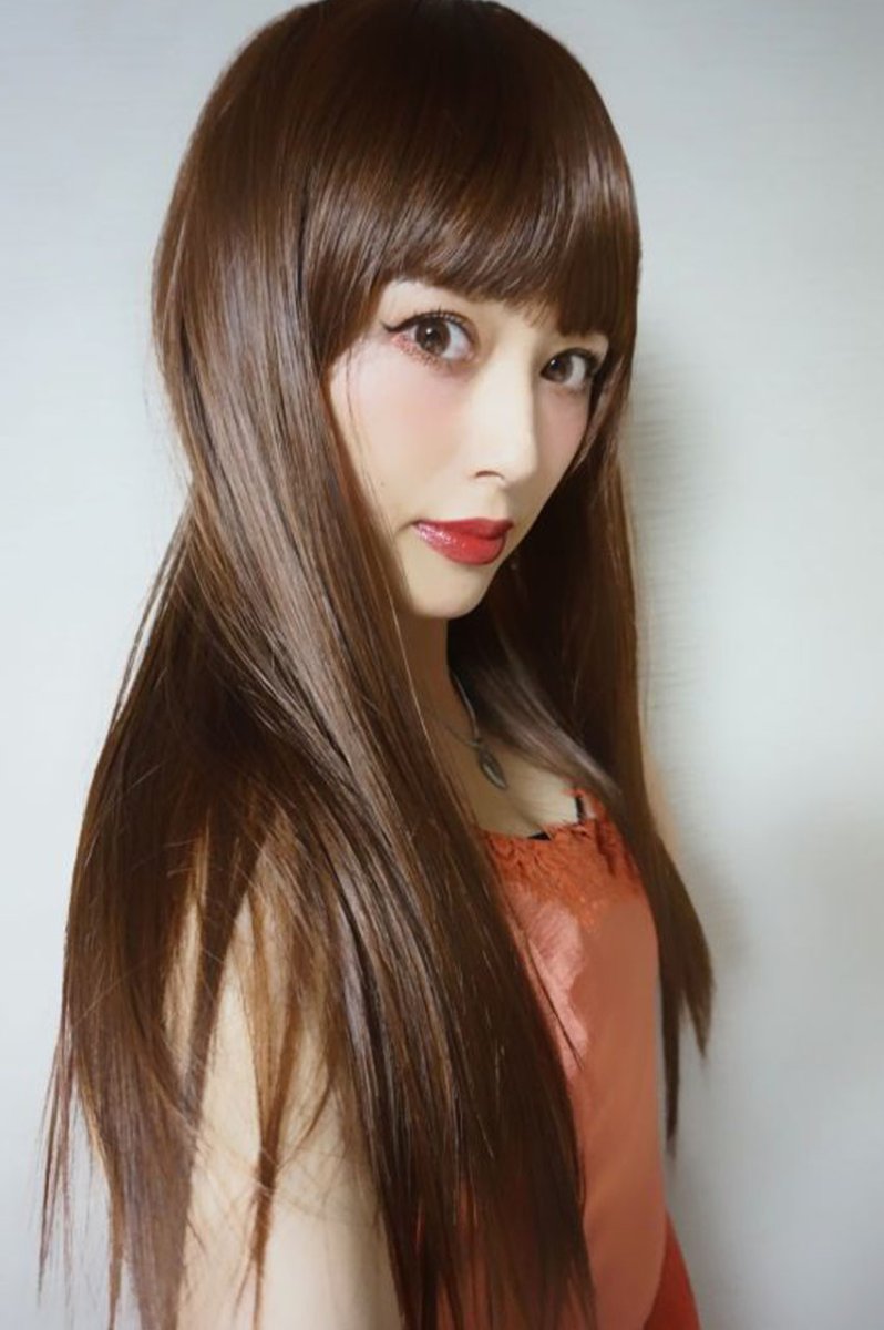 画像12: 【SALE】 幅広つむじ☆ぱっつん前髪ブラントカットストレートロング【マロンブラウン】　　 (12)