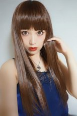 画像19: 【SALE】 幅広つむじ☆ぱっつん前髪ブラントカットストレートロング【マロンブラウン】　　 (19)