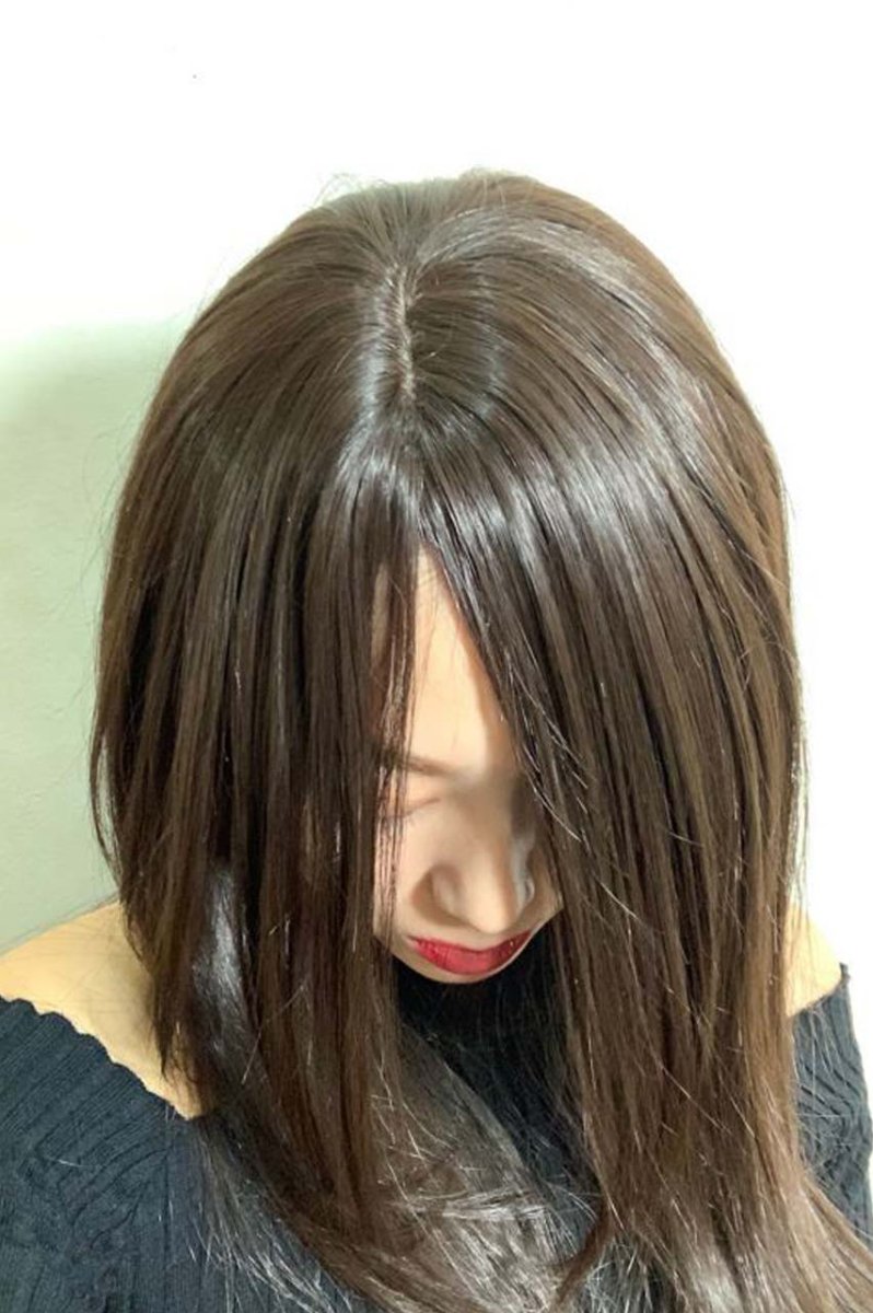 画像9: 人毛mix☆リアルスキン☆総レースストレートロング【チョコブラック】 (9)