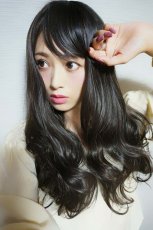 画像9: I型つむじ☆斜め分けランダムゆる巻きウェーブロング【ダークブラウン】　 (9)