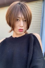 画像10: 【SALE】ふかし加工☆くびれレイヤーショートボブ【根元黒染め×マロンブラウン】　 (10)