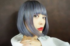 画像22: 【SALE】ぱっつん前髪☆シンプルベーシックボブ【根本黒mix×アメジストパープルグレー】 (22)