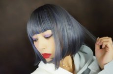 画像18: 【SALE】ぱっつん前髪☆シンプルベーシックボブ【根本黒mix×アメジストパープルグレー】 (18)
