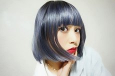 画像17: 【SALE】ぱっつん前髪☆シンプルベーシックボブ【根本黒mix×アメジストパープルグレー】 (17)