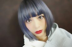 画像23: 【SALE】ぱっつん前髪☆シンプルベーシックボブ【根本黒mix×アメジストパープルグレー】 (23)