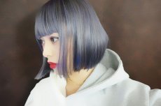 画像20: 【SALE】ぱっつん前髪☆シンプルベーシックボブ【根本黒mix×アメジストパープルグレー】 (20)