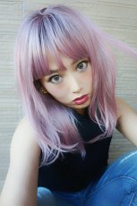 画像21: 【SALE】シースルーバング☆小顔レイヤーミディ【根元黒mix×シュガーピンク】　 (21)