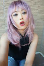 画像20: 【SALE】シースルーバング☆小顔レイヤーミディ【根元黒mix×シュガーピンク】　 (20)