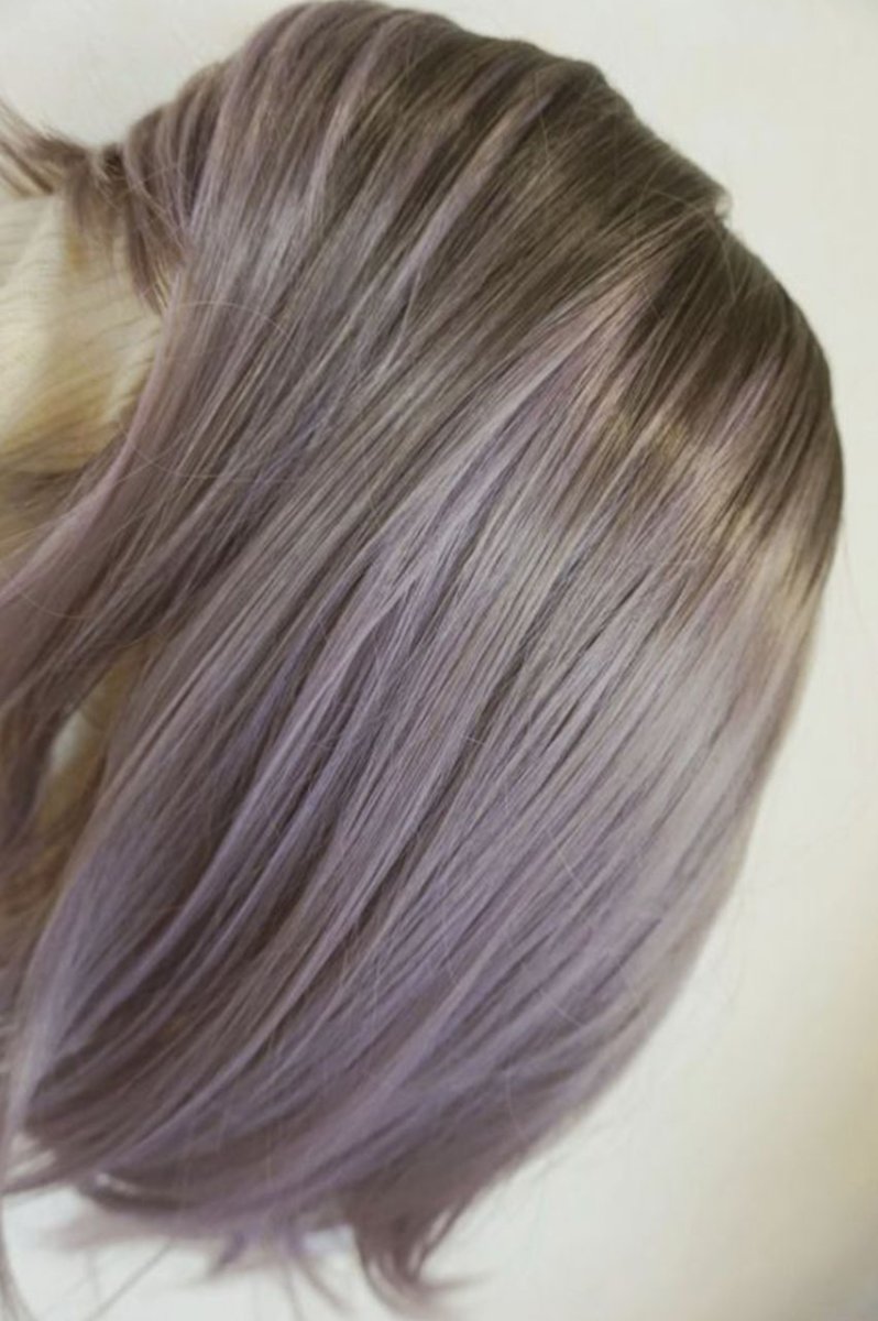 画像11: 【SALE】つむじレース手植え製法☆愛されレイヤーワンカールボブ【根元黒染め×アッシュパープル】 (11)
