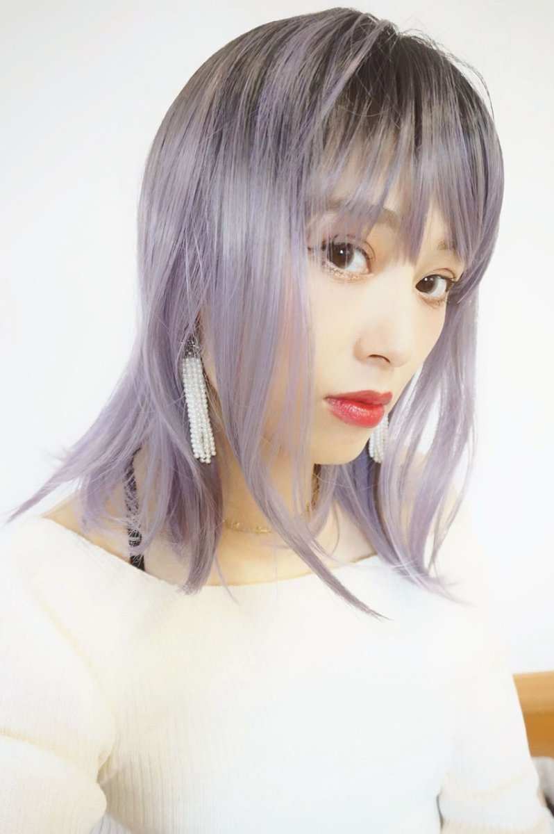 画像8: 【SALE】つむじレース手植え製法☆愛されレイヤーワンカールボブ【根元黒染め×アッシュパープル】 (8)