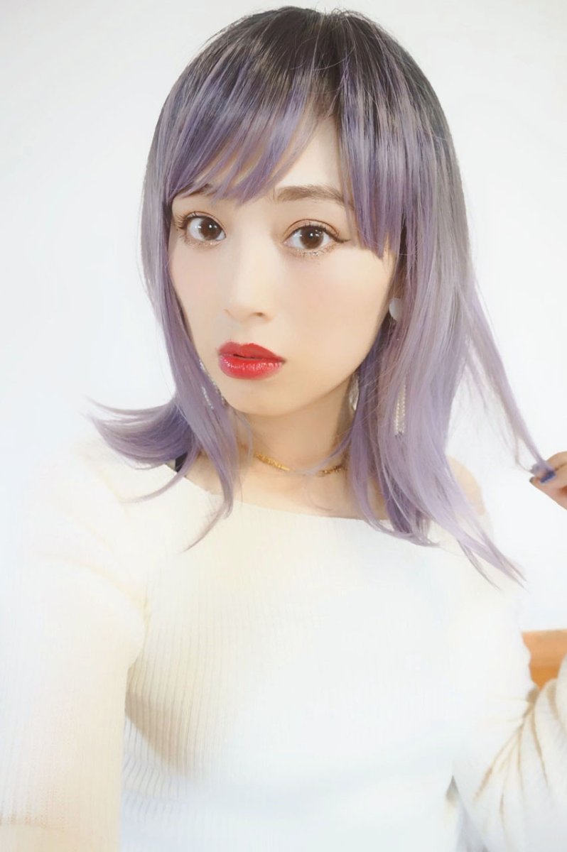 画像16: 【SALE】つむじレース手植え製法☆愛されレイヤーワンカールボブ【根元黒染め×アッシュパープル】 (16)