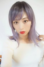画像7: 【SALE】つむじレース手植え製法☆愛されレイヤーワンカールボブ【根元黒染め×アッシュパープル】 (7)