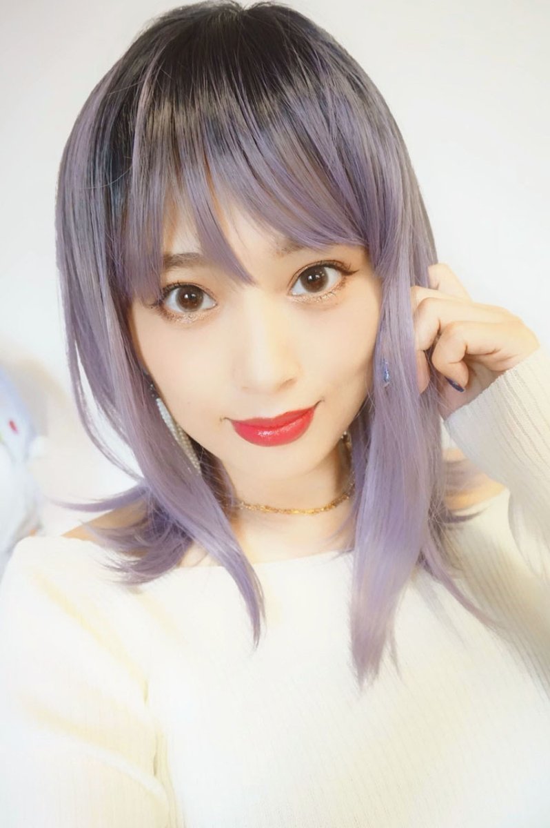 画像6: 【SALE】つむじレース手植え製法☆愛されレイヤーワンカールボブ【根元黒染め×アッシュパープル】 (6)