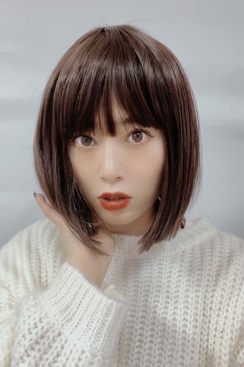 画像7: 《Sサイズ展開有》ぱっつん前髪☆シンプルベーシックボブ【ダークチェリー】 (7)