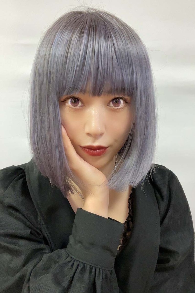画像11: 【SALE】ぱっつん前髪☆シンプルベーシックボブ【根本黒mix×アメジストパープルグレー】 (11)