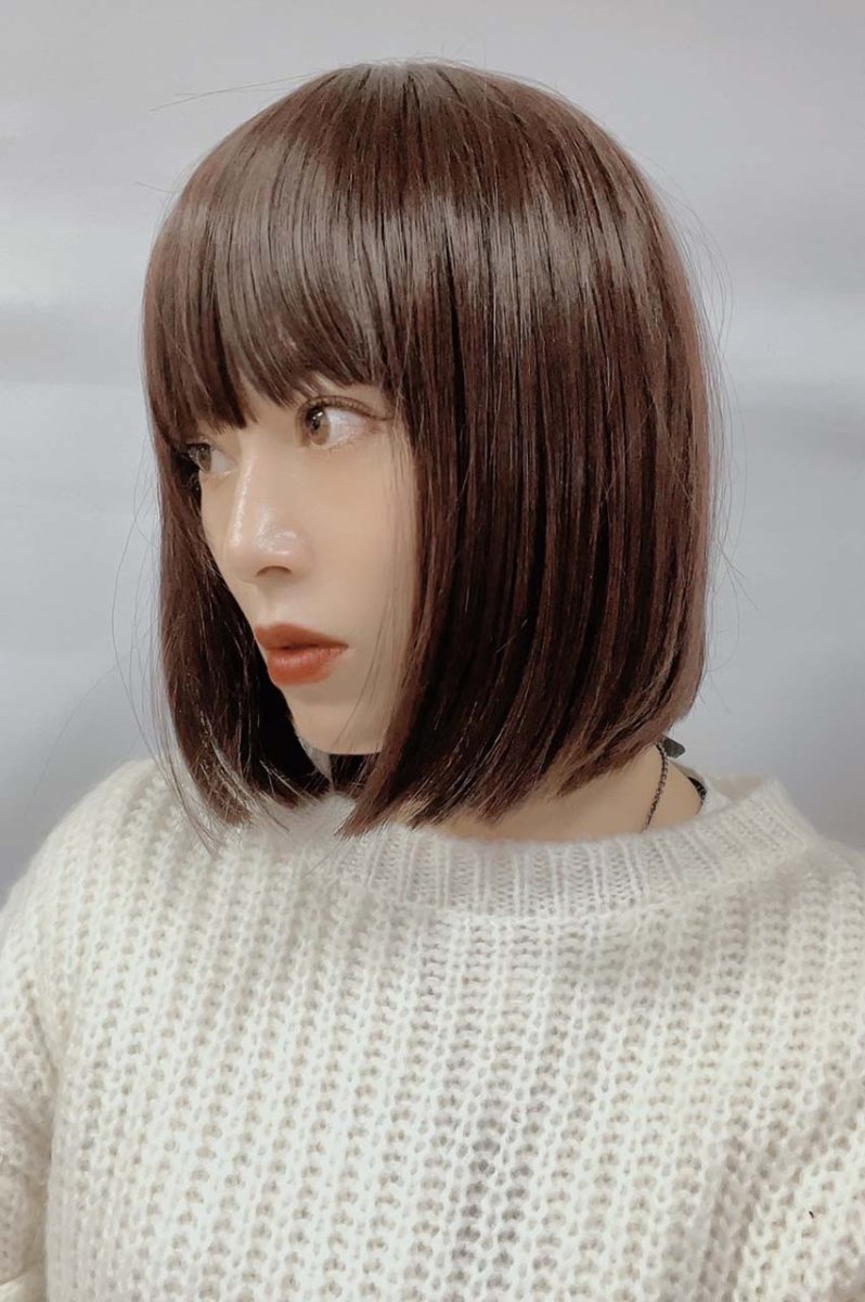 画像3: 《Sサイズ展開有》ぱっつん前髪☆シンプルベーシックボブ【ダークチェリー】 (3)