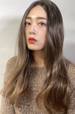 画像15: front lace wig☆センターパート☆ワンレンストレートロング【根元黒染め×ショコラブラウングラデ】 (15)