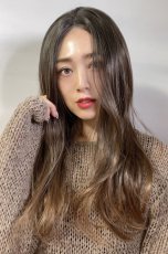 画像16: front lace wig☆センターパート☆ワンレンストレートロング【根元黒染め×ショコラブラウングラデ】 (16)