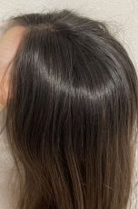 画像17: front lace wig☆センターパート☆ワンレンストレートロング【根元黒染め×ショコラブラウングラデ】 (17)