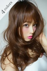 画像2: ふかし加工☆オルチャン風シースルーバングフェミニンカールロング【根元黒染め×マロンブラウン】 (2)