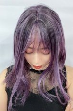 画像12: 【SALE】切りっぱなしストレートセミロング【根元黒mixアッシュグレープパープルブラウンmix】 (12)