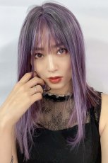 画像14: 【SALE】切りっぱなしストレートセミロング【根元黒mixアッシュグレープパープルブラウンmix】 (14)